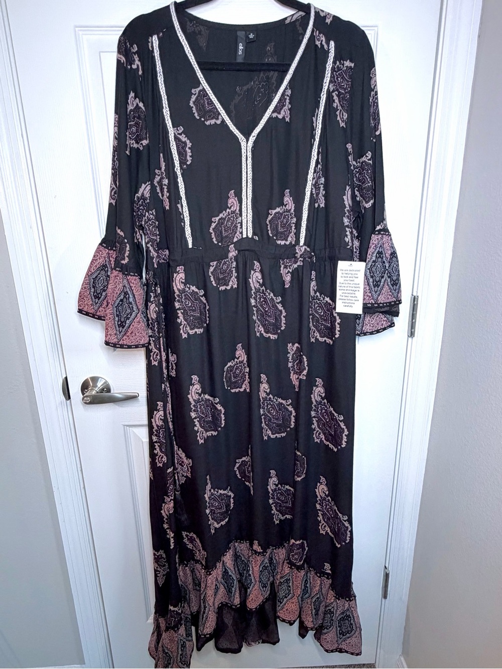 NWT! ellos Black Dress with Detailed Flounce